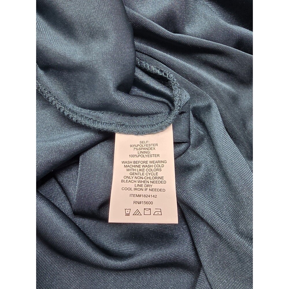 Briggs New York Women's XL Holiday Velvet Midi Dress Vneck Stretch Teal Blue - Picture 10 of 13